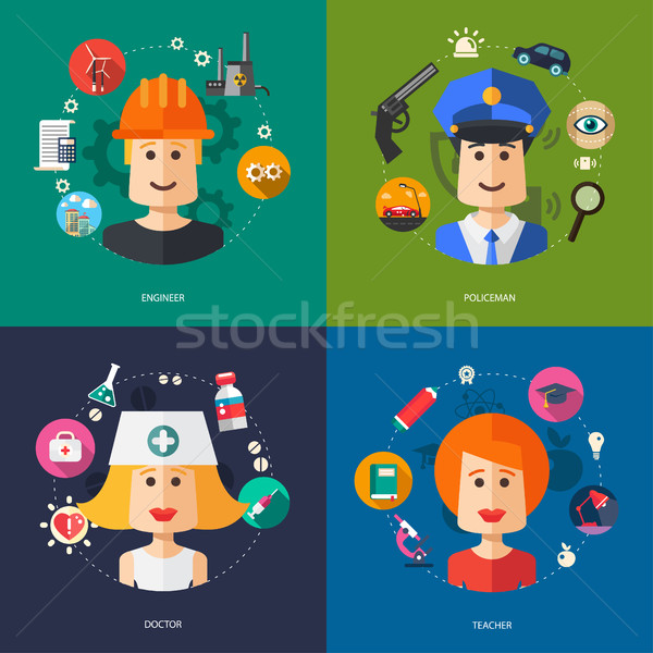 Illustration of flat design business illustrations with people professions Stock photo © Decorwithme