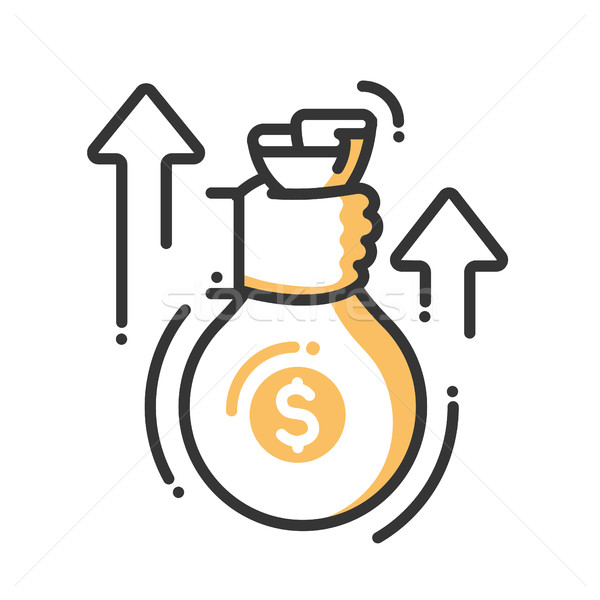 Hand with a money bag single icon Stock photo © Decorwithme