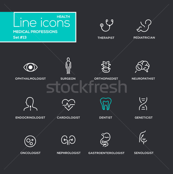 Medical Professions - line design pictograms set Stock photo © Decorwithme
