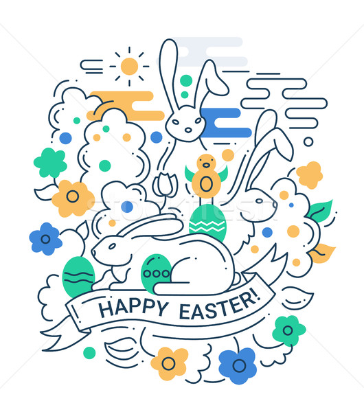 Easter - line design illustration Stock photo © Decorwithme
