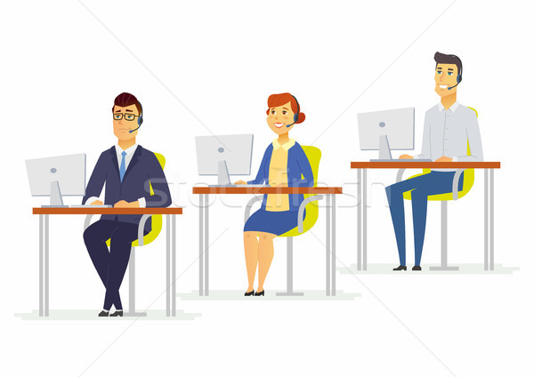 Call center workers - modern cartoon people characters illustration Stock photo © Decorwithme