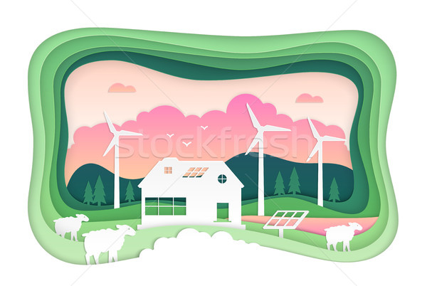 Eco farming - modern vector paper cut illustration Stock photo © Decorwithme