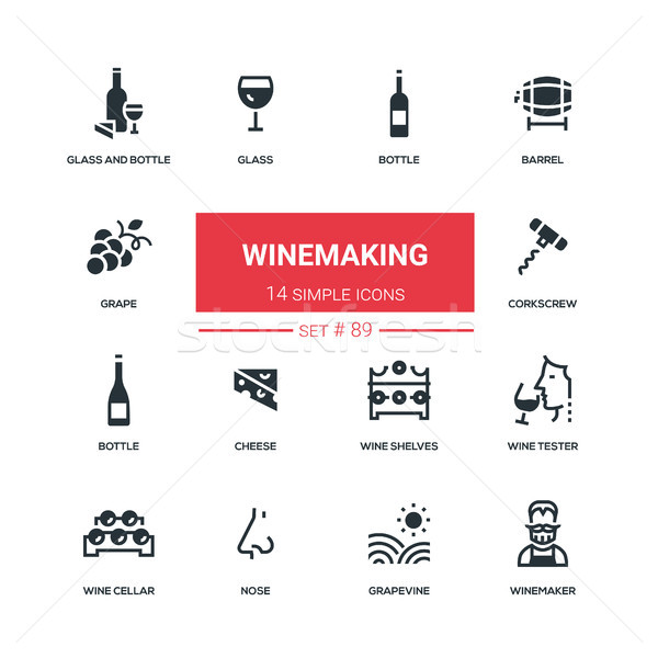 Winemaking - flat design style icons set Stock photo © Decorwithme