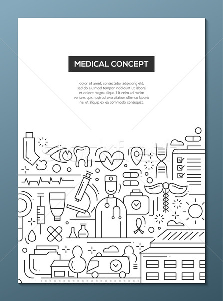 Foto stock: Médico · linha · projeto · folheto · cartaz · modelo