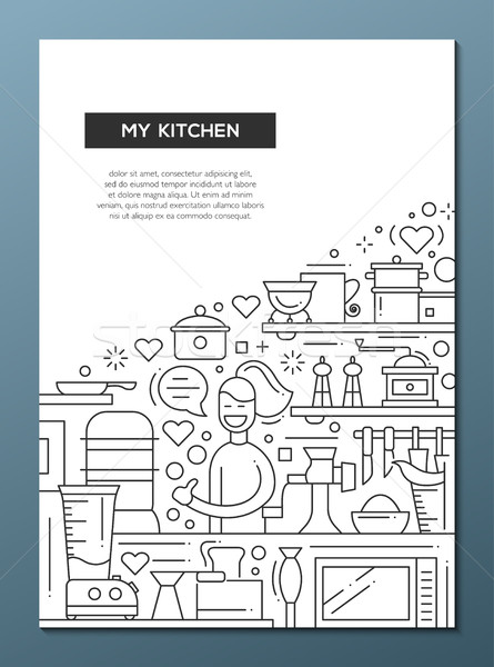 Cuisine ligne design brochure affiche [[stock_photo]] © Decorwithme