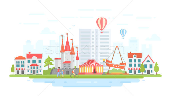 Amusement park - modern flat design style vector illustration Stock photo © Decorwithme