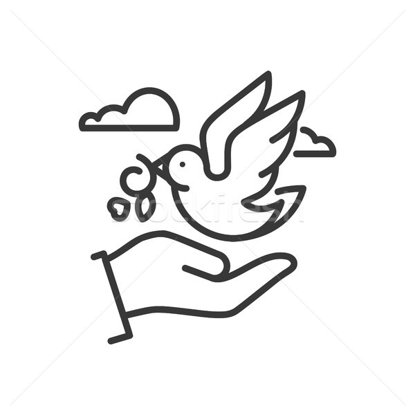 Dove of peace - line design single isolated icon Stock photo © Decorwithme
