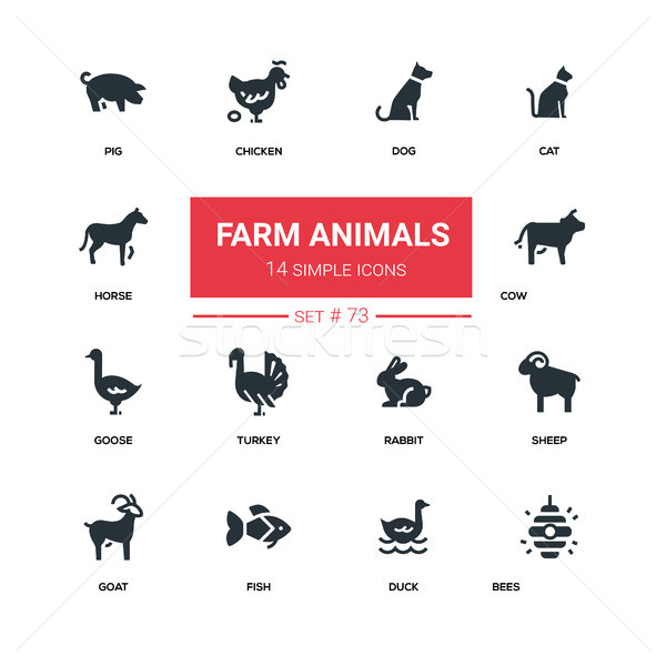 Animaux de la ferme ligne design silhouette élevé [[stock_photo]] © Decorwithme