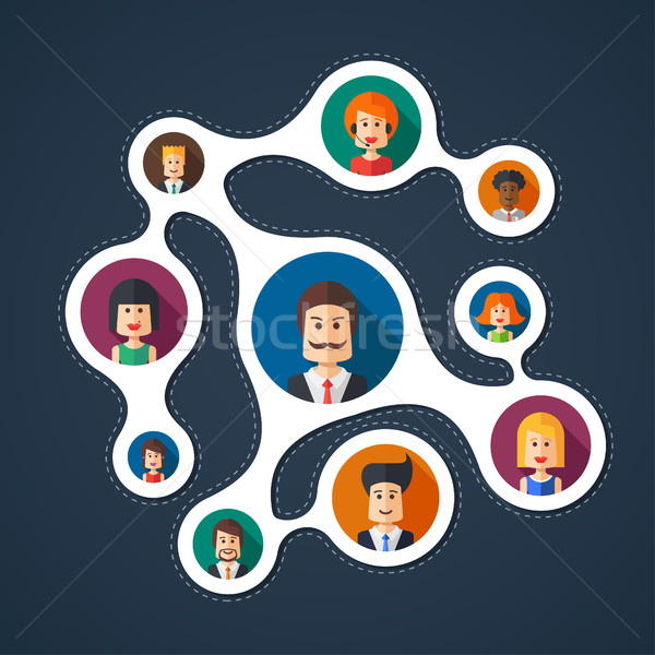 Illustration of flat design business team work composition Stock photo © Decorwithme