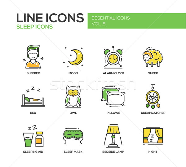 Sleeping - line design icons set Stock photo © Decorwithme