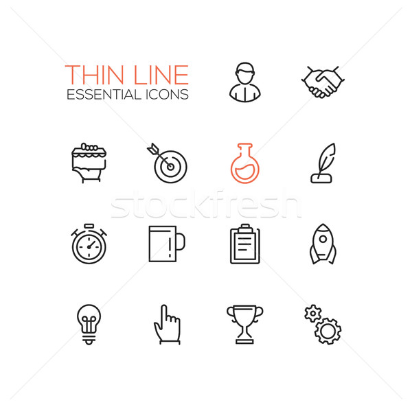 Business, Finance Symbols - thick line design icons set Stock photo © Decorwithme