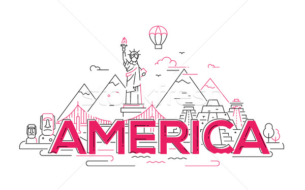 America - vector line travel illustration Stock photo © Decorwithme