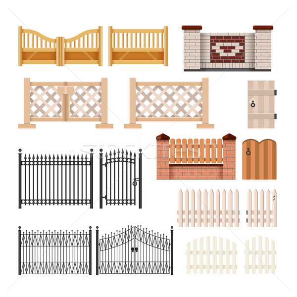 Set of fences - modern vector realistic isolated clip art Stock photo © Decorwithme