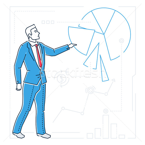 Businessman showing a diagram - line design style illustration Stock photo © Decorwithme