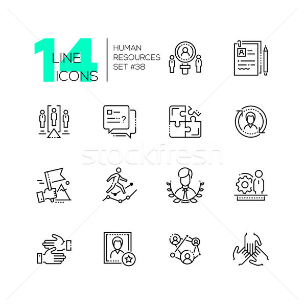 Human resources - set of line design style icons Stock photo © Decorwithme