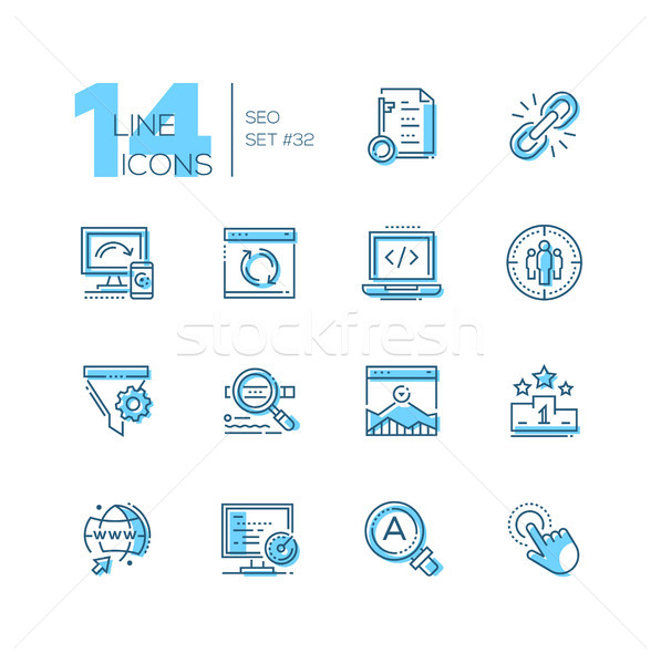SEO - set of line design style icons Stock photo © Decorwithme