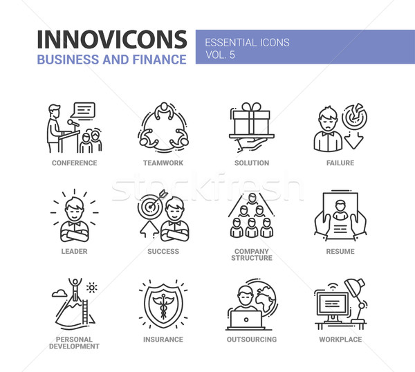 Business and fnance line design icons set Stock photo © Decorwithme