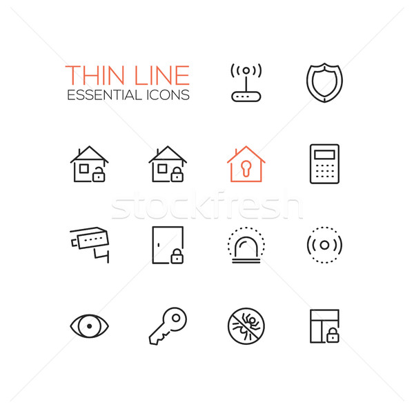 House Security - Thin Single Line Icons Set Stock photo © Decorwithme