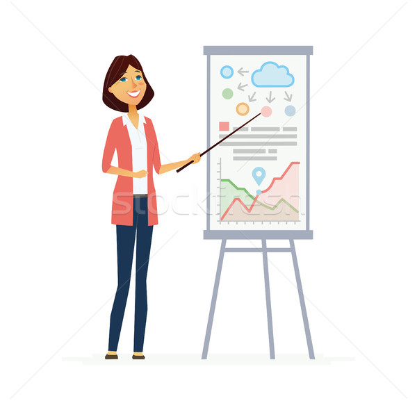 Female Presenter - modern vector flat composition. Stock photo © Decorwithme