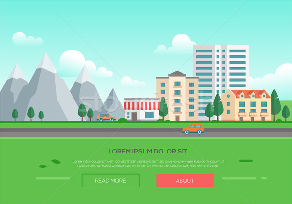 Ecofriendly town by the mountains - modern vector illustration Stock photo © Decorwithme