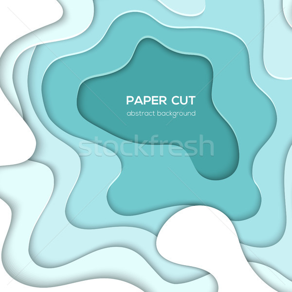 Turquois blue abstract layout - vector paper cut illustration Stock photo © Decorwithme