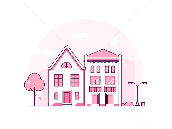 City architecture - modern thin line design style vector illustration Stock photo © Decorwithme