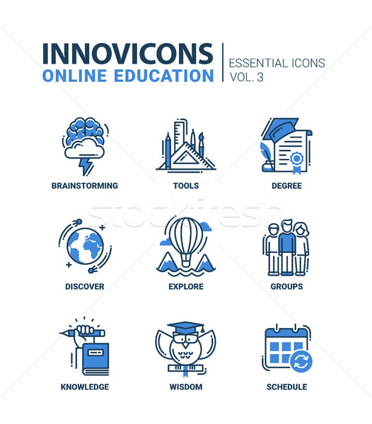 Online Education Icons Set Stock photo © Decorwithme
