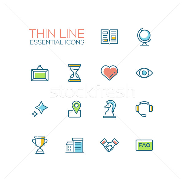 Business - Thin Single Line Icons Set Stock photo © Decorwithme