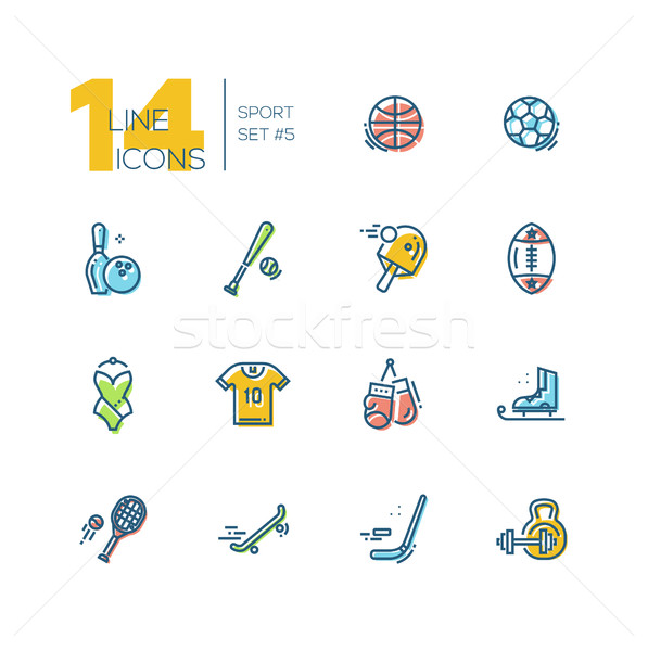Kinds of Sport - thick line icons set Stock photo © Decorwithme
