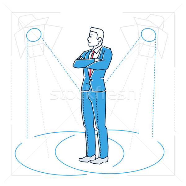 Confident businessman - line design style isolated illustration Stock photo © Decorwithme