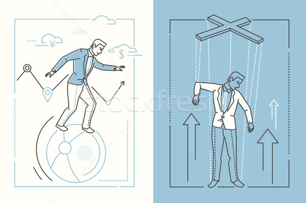 Business stability - set of line design style illustrations Stock photo © Decorwithme