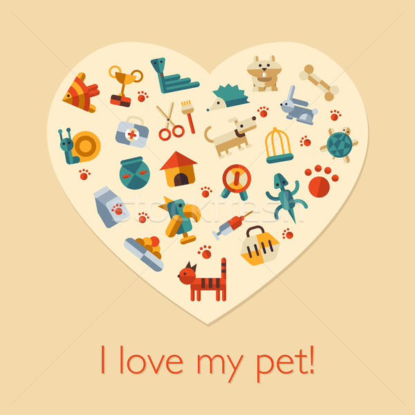 Illustration of flat design pets composition Stock photo © Decorwithme