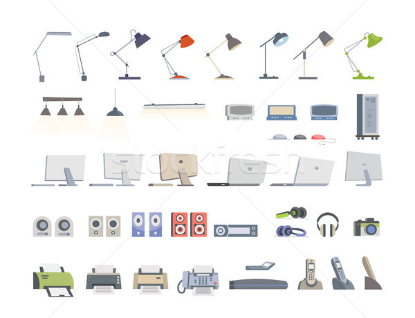 Office Essentials - modern vector flat icons set Stock photo © Decorwithme