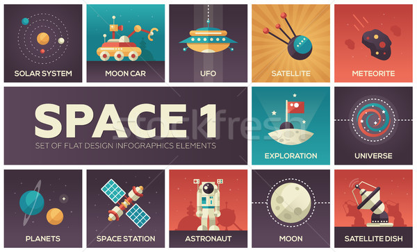 Space - set of flat design infographics elements Stock photo © Decorwithme