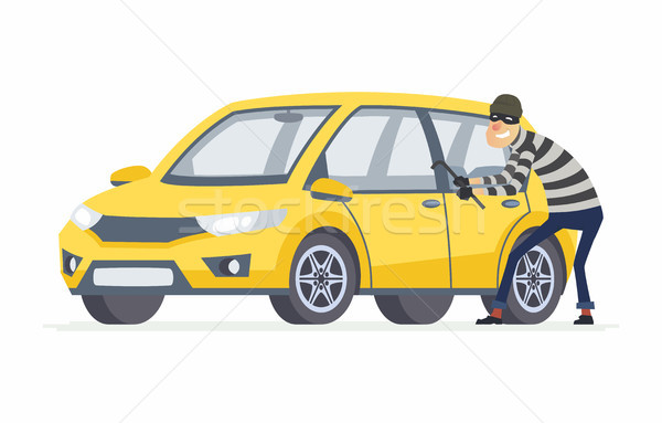 Car thief - cartoon people characters illustration Stock photo © Decorwithme