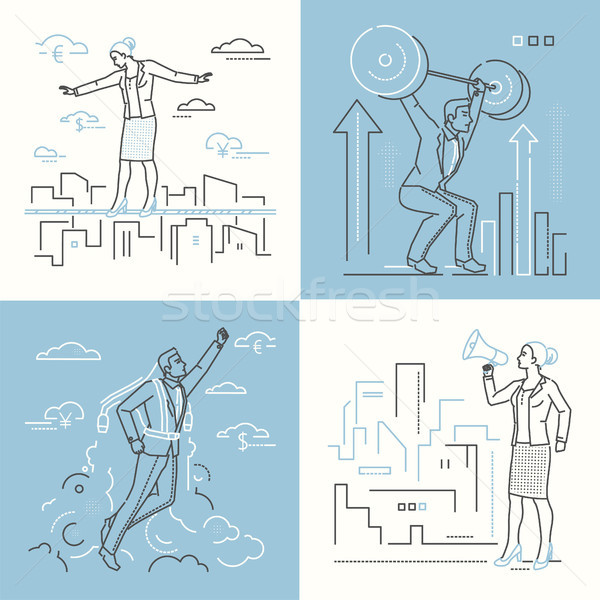 Business situations - set of line design style illustrations Stock photo © Decorwithme