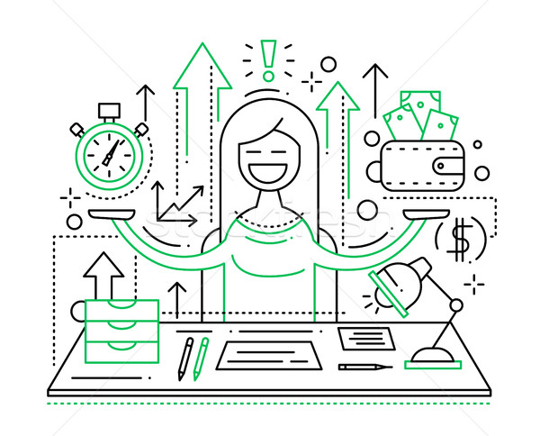 Time is money - line flat design illustration Stock photo © Decorwithme