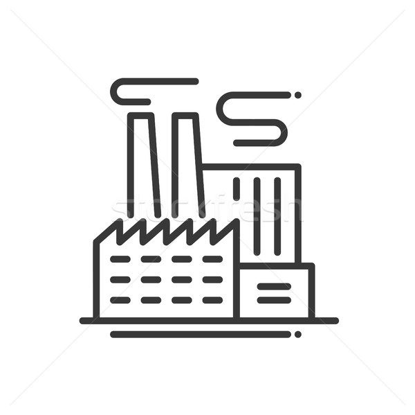 Factory Building - line design single isolated icon Stock photo © Decorwithme
