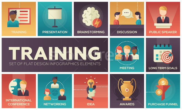 Business Training - flat design icons set Stock photo © Decorwithme