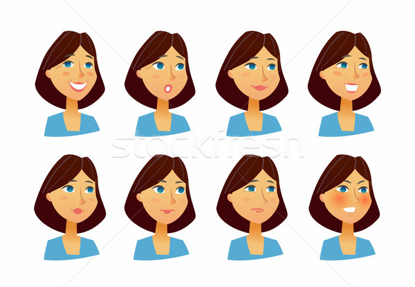 Woman Expressions - vector flat set of images Stock photo © Decorwithme