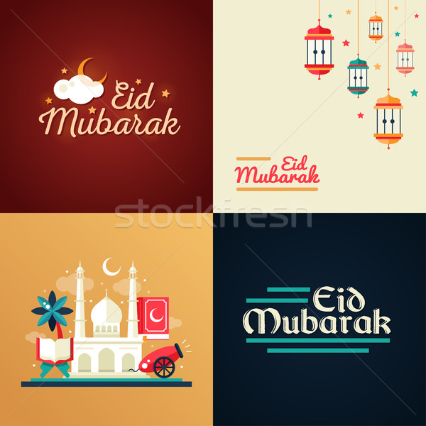 Postcard templates set with islamic culture icons Stock photo © Decorwithme