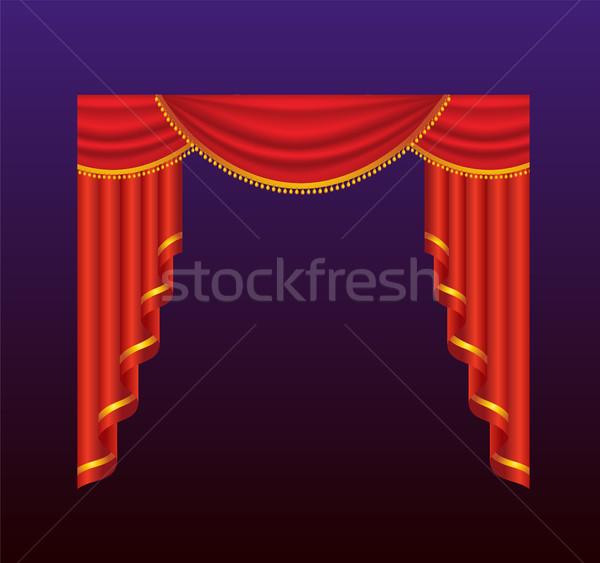 Curtains - realistic vector red drapes illustration Stock photo © Decorwithme
