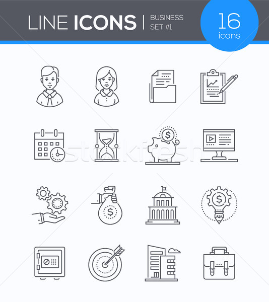 Business - set of line design style icons Stock photo © Decorwithme