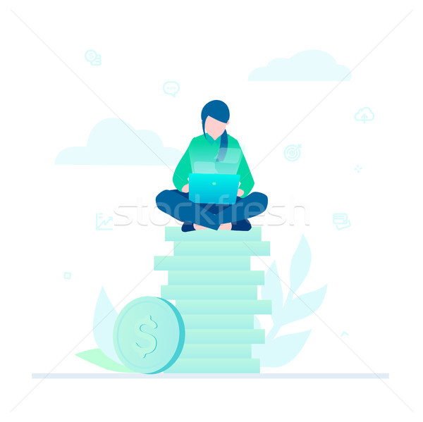 Making money - flat design style colorful illustration Stock photo © Decorwithme