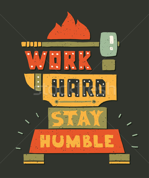 Modern flat design hipster illustration with quote phrase Work H Stock photo © Decorwithme