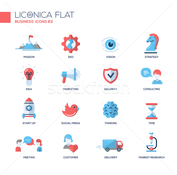 Office, business modern thin line design icons and pictograms Stock photo © Decorwithme