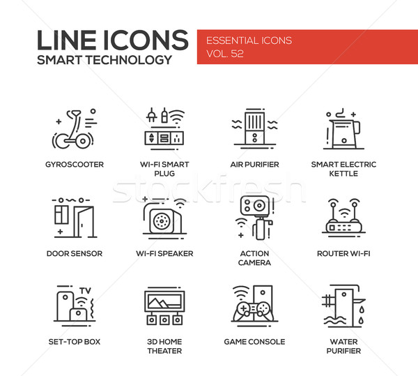 Smart Technology- line design icons set Stock photo © Decorwithme