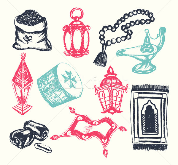 Muslim Symbols - vector hand drawn illustration Stock photo © Decorwithme