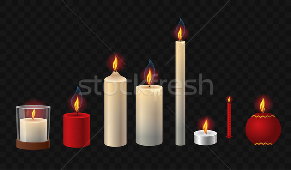Burning candles - realistic vector isolated clip art set of objects Stock photo © Decorwithme