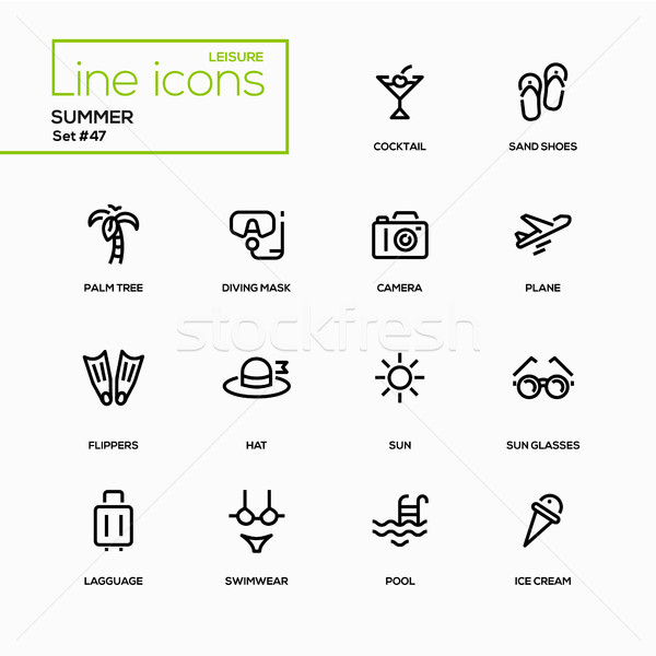 Summer concept - line design icons set Stock photo © Decorwithme